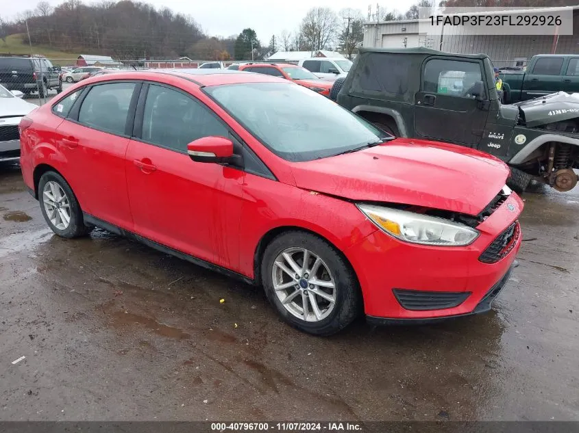 2015 Ford Focus Se VIN: 1FADP3F23FL292926 Lot: 40796700