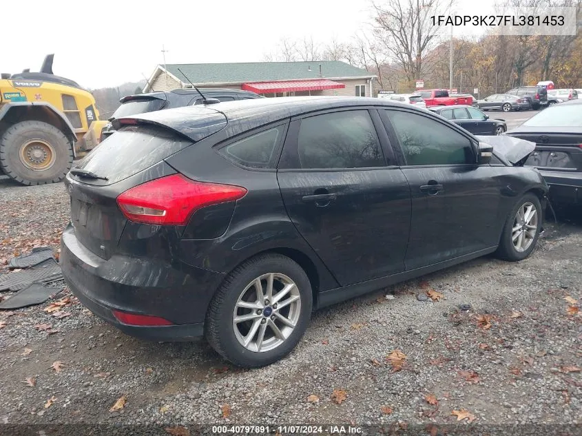 2015 Ford Focus Se VIN: 1FADP3K27FL381453 Lot: 40797891