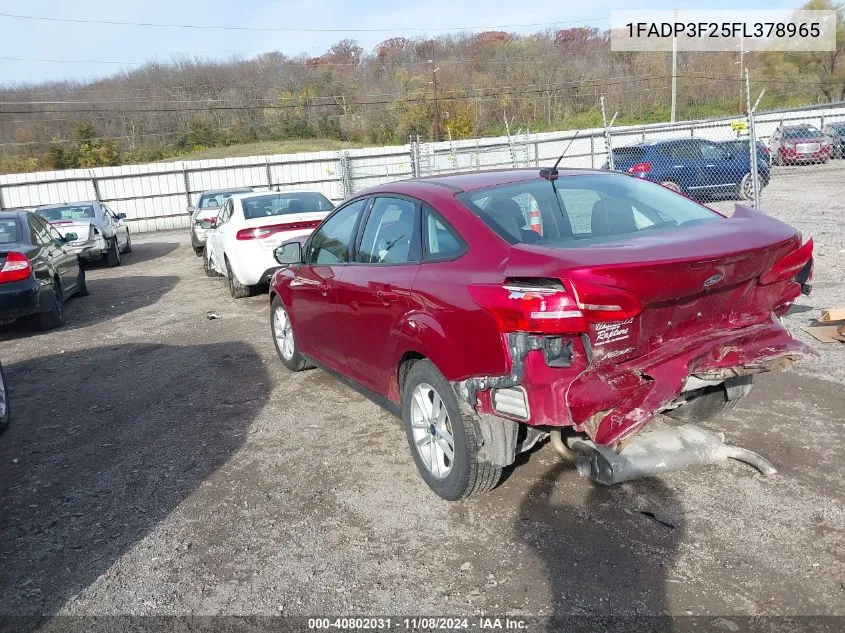 2015 Ford Focus Se VIN: 1FADP3F25FL378965 Lot: 40802031