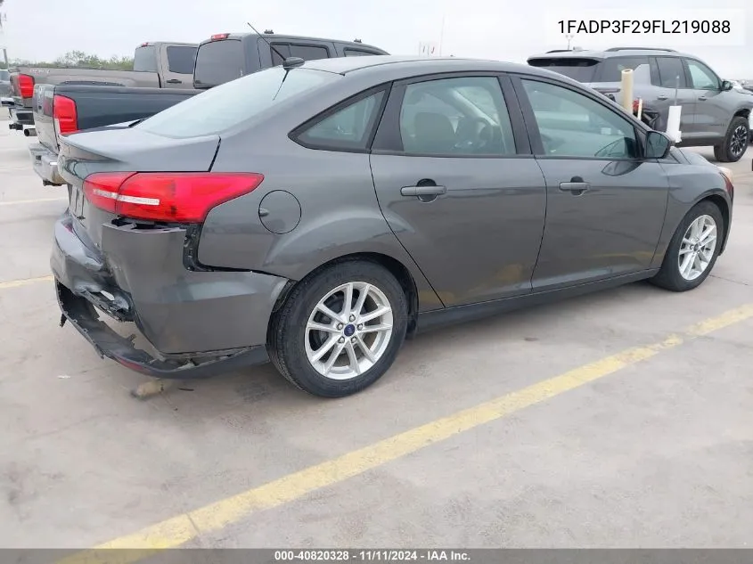 2015 Ford Focus Se VIN: 1FADP3F29FL219088 Lot: 40820328