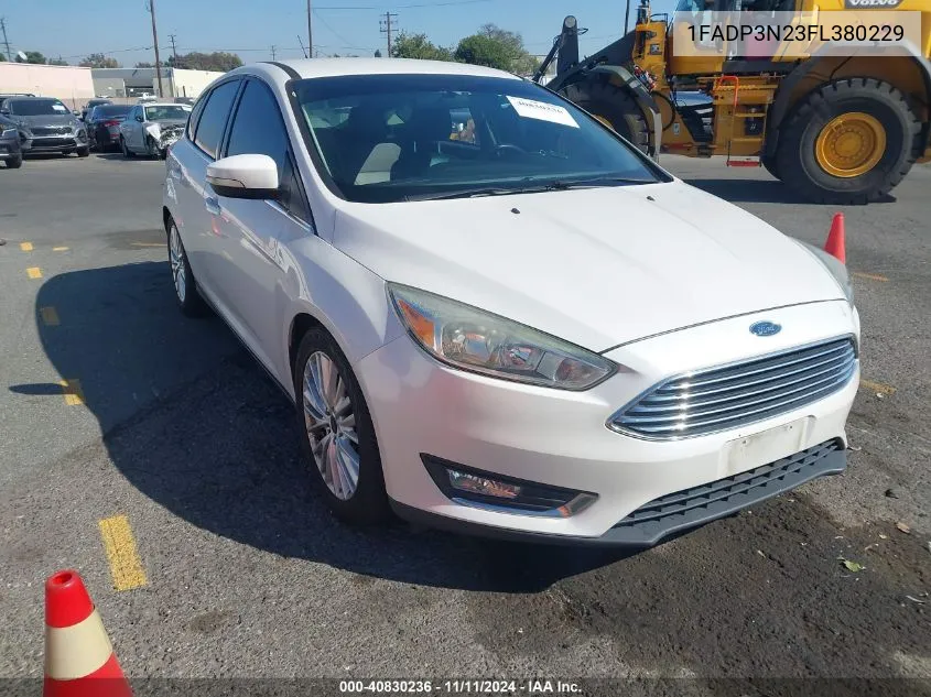 2015 Ford Focus Titanium VIN: 1FADP3N23FL380229 Lot: 40830236