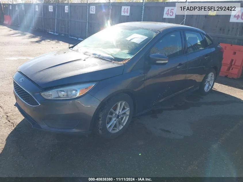 2015 Ford Focus Se VIN: 1FADP3FE5FL292422 Lot: 40838380