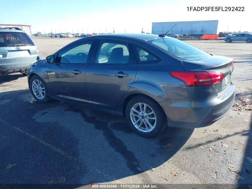 2015 Ford Focus Se VIN: 1FADP3FE5FL292422 Lot: 40838380