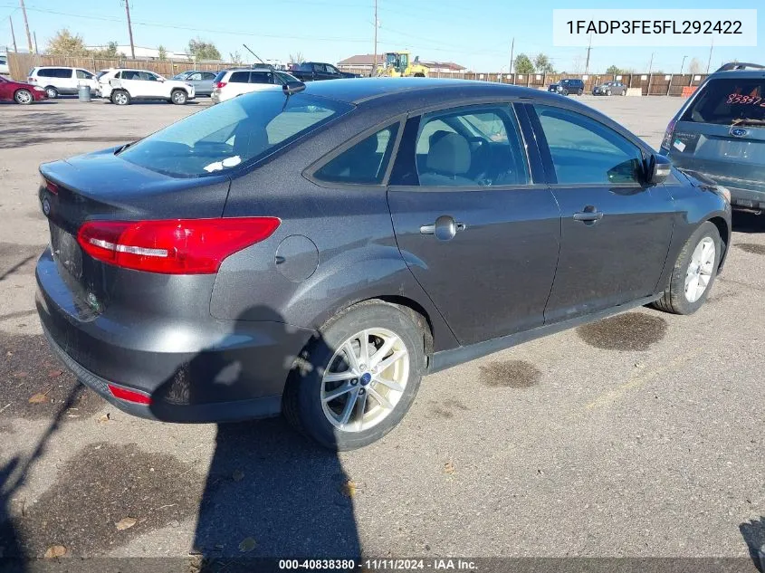 2015 Ford Focus Se VIN: 1FADP3FE5FL292422 Lot: 40838380