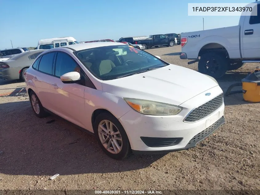 2015 Ford Focus Se VIN: 1FADP3F2XFL343970 Lot: 40839301