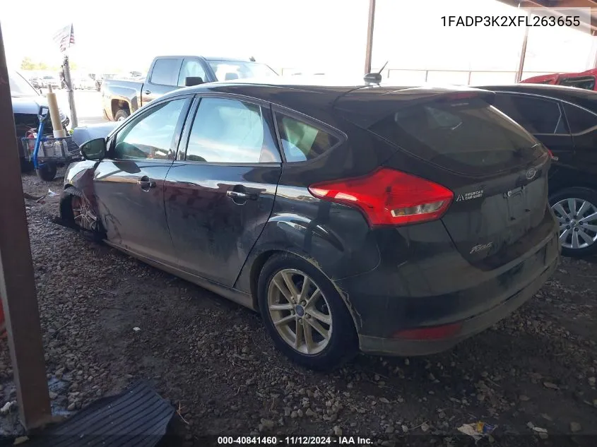 2015 Ford Focus Se VIN: 1FADP3K2XFL263655 Lot: 40841460