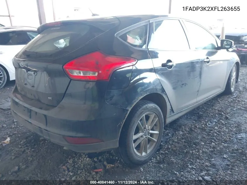 2015 Ford Focus Se VIN: 1FADP3K2XFL263655 Lot: 40841460