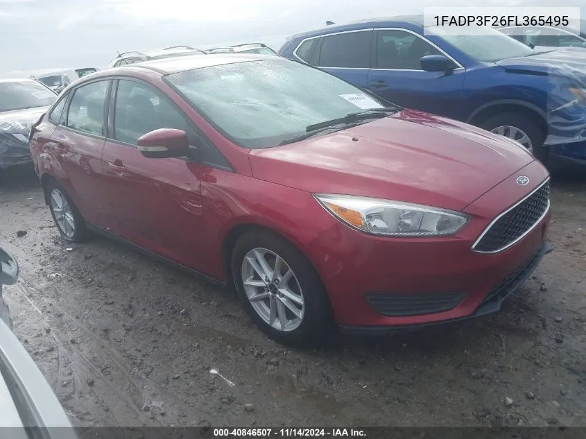 2015 Ford Focus Se VIN: 1FADP3F26FL365495 Lot: 40846507