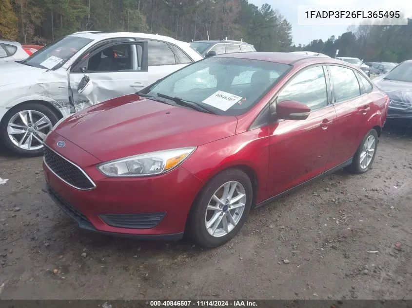 2015 Ford Focus Se VIN: 1FADP3F26FL365495 Lot: 40846507