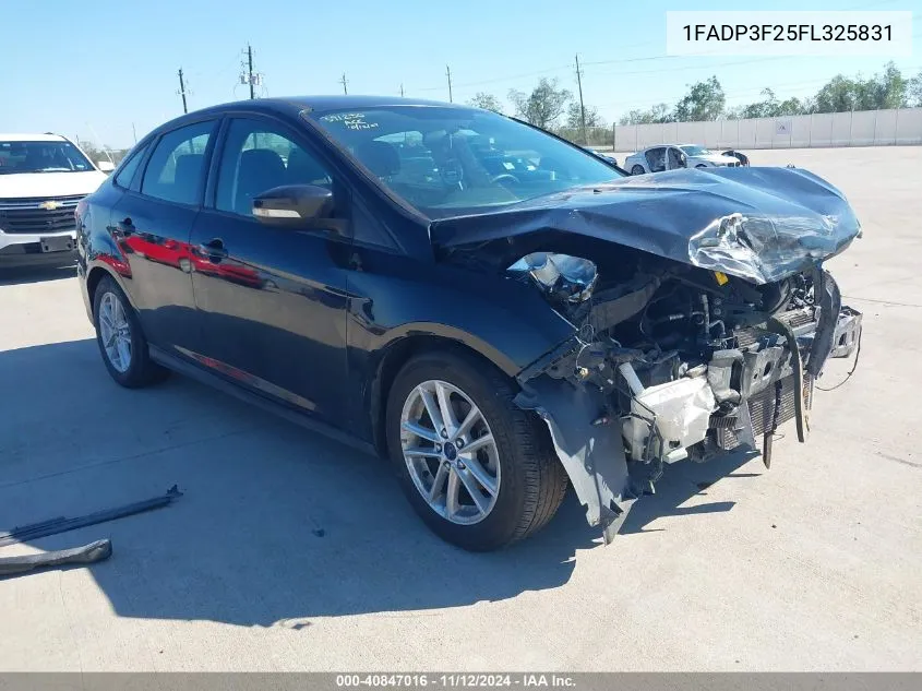 2015 Ford Focus Se VIN: 1FADP3F25FL325831 Lot: 40847016