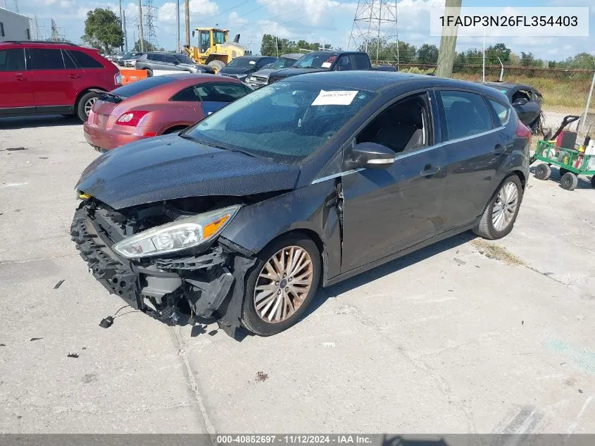 2015 Ford Focus Titanium VIN: 1FADP3N26FL354403 Lot: 40852697