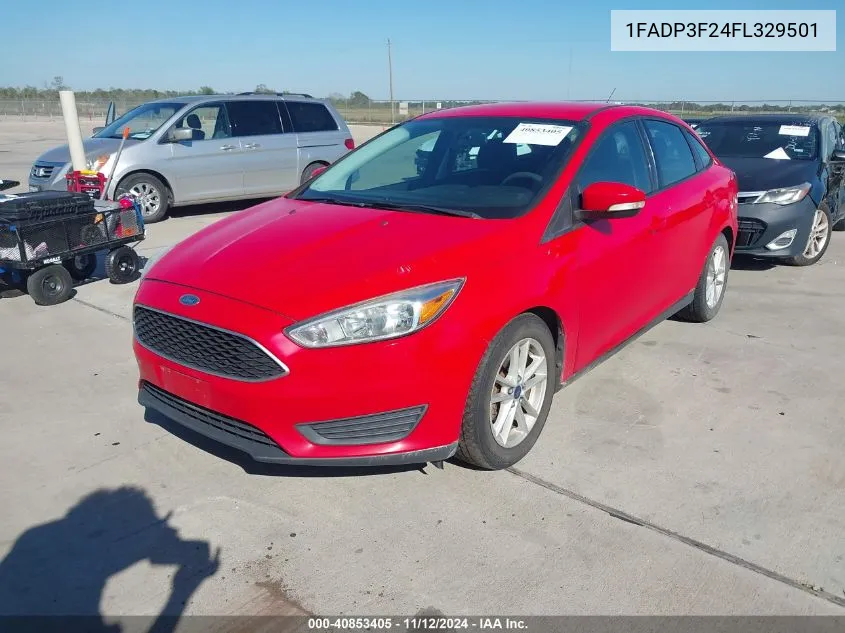 2015 Ford Focus Se VIN: 1FADP3F24FL329501 Lot: 40853405