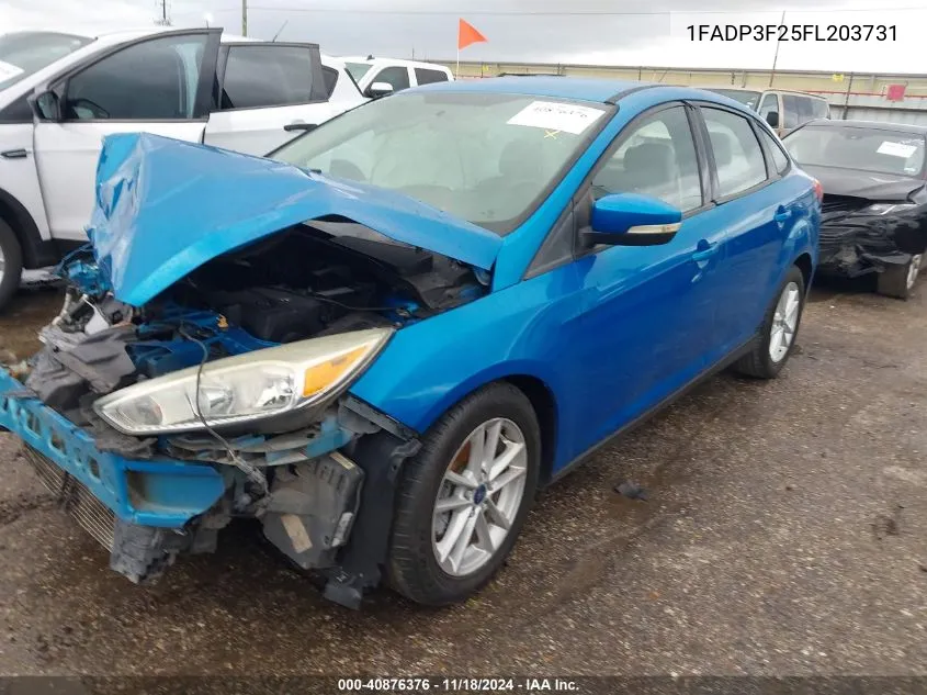 2015 Ford Focus Se VIN: 1FADP3F25FL203731 Lot: 40876376