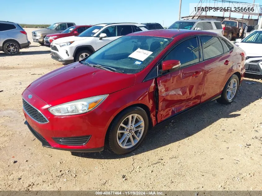 2015 Ford Focus Se VIN: 1FADP3F26FL356666 Lot: 40877464