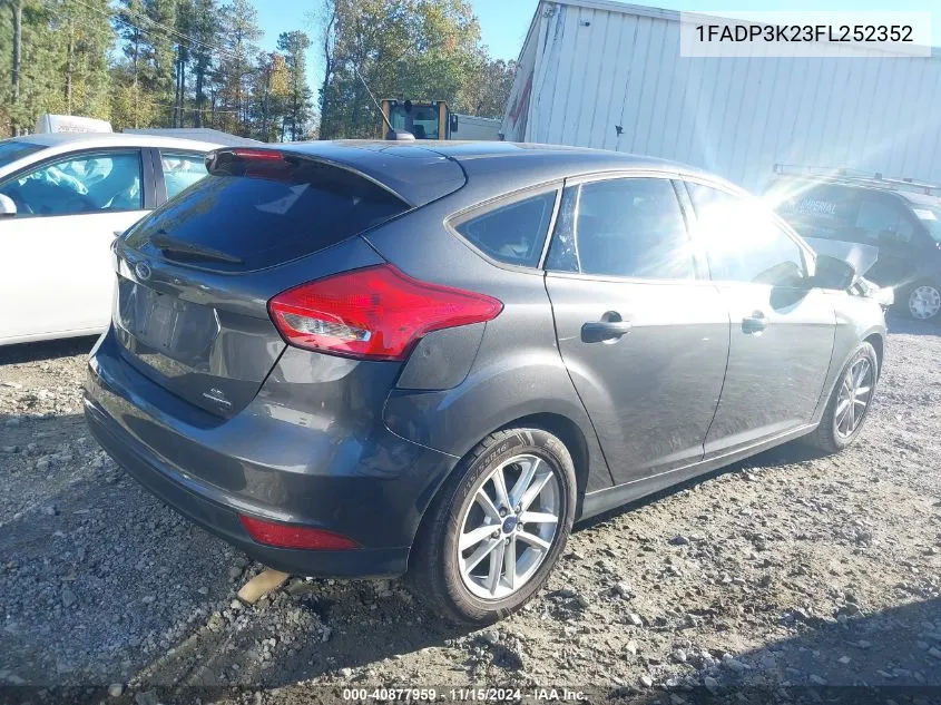 2015 Ford Focus Se VIN: 1FADP3K23FL252352 Lot: 40877959