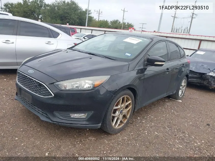 2015 Ford Focus Se VIN: 1FADP3K22FL293510 Lot: 40880002