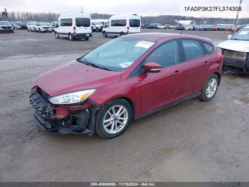 2015 Ford Focus Se VIN: 1FADP3K27FL374308 Lot: 40888696