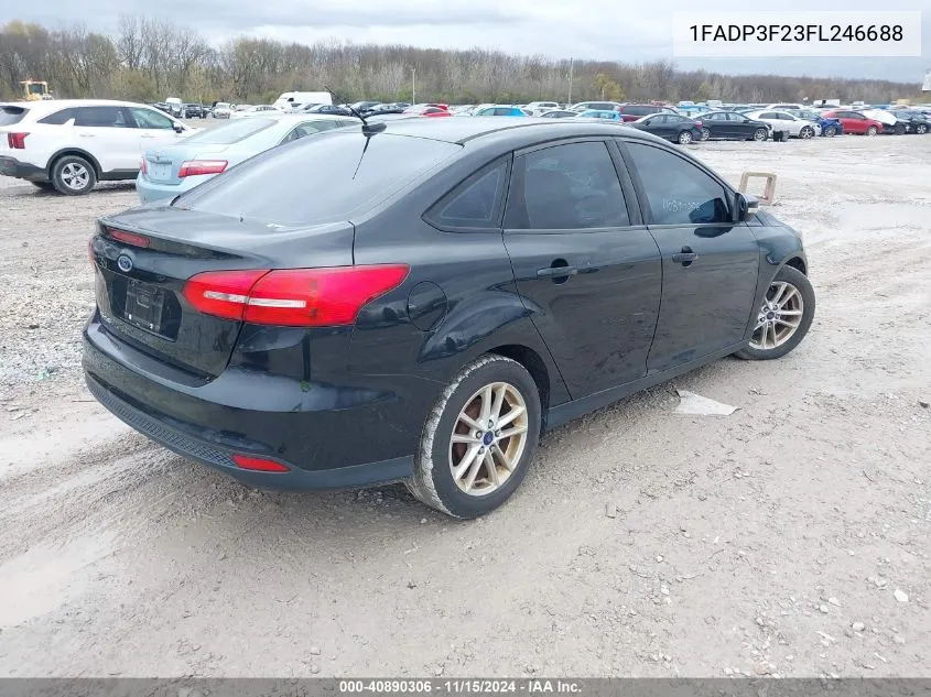 2015 Ford Focus Se VIN: 1FADP3F23FL246688 Lot: 40890306