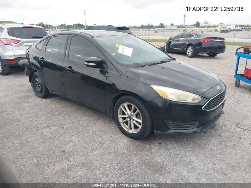 2015 Ford Focus Se VIN: 1FADP3F22FL259738 Lot: 40891201