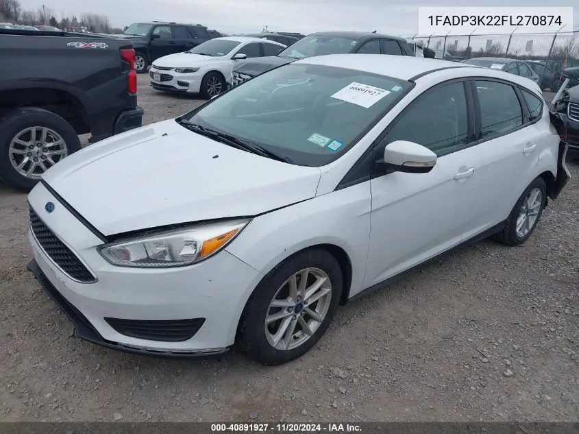 2015 Ford Focus Se VIN: 1FADP3K22FL270874 Lot: 40891927