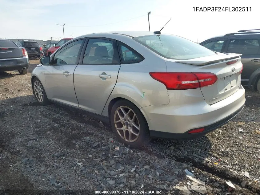 2015 Ford Focus Se VIN: 1FADP3F24FL302511 Lot: 40899376