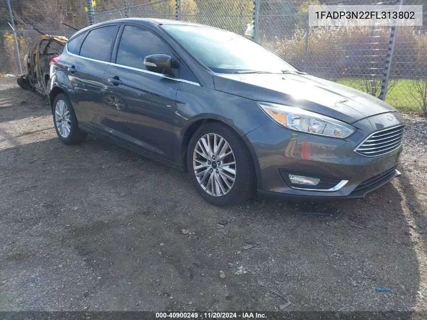 2015 Ford Focus Titanium VIN: 1FADP3N22FL313802 Lot: 40900249