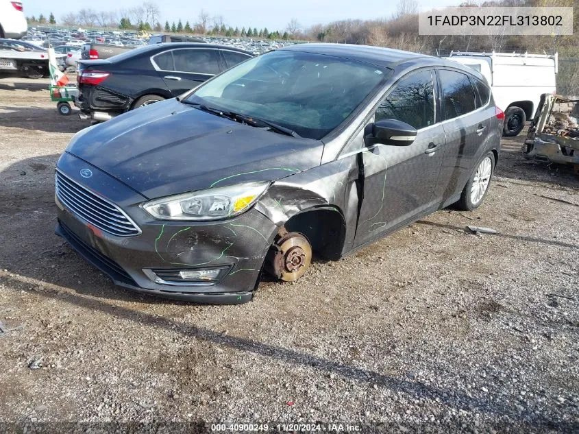 2015 Ford Focus Titanium VIN: 1FADP3N22FL313802 Lot: 40900249