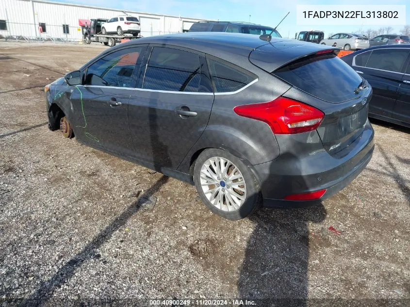 2015 Ford Focus Titanium VIN: 1FADP3N22FL313802 Lot: 40900249