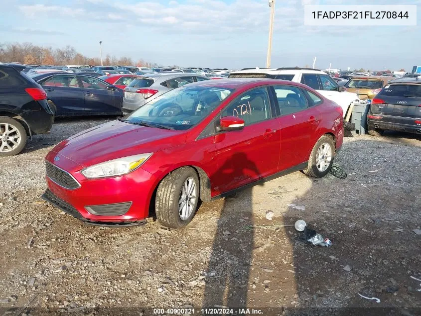 2015 Ford Focus Se VIN: 1FADP3F21FL270844 Lot: 40900721