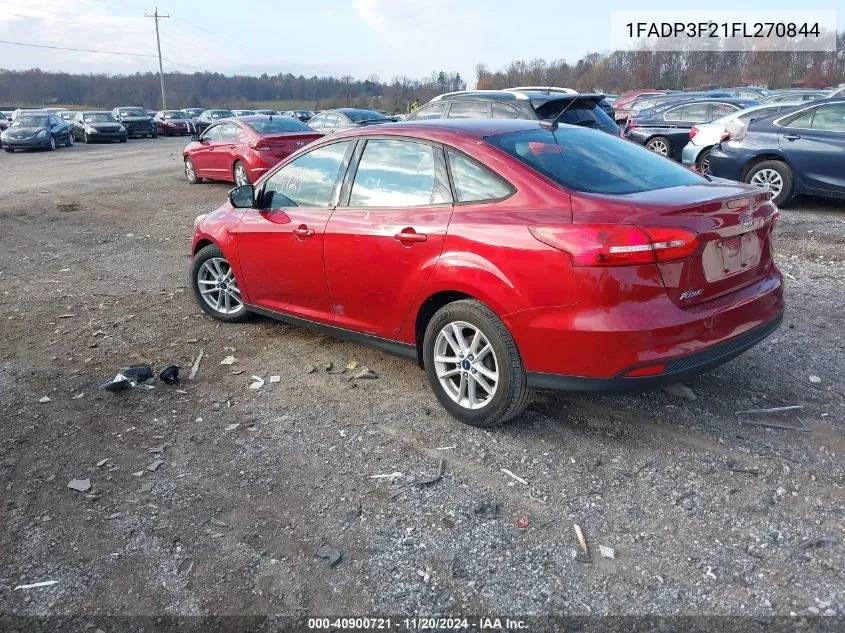 2015 Ford Focus Se VIN: 1FADP3F21FL270844 Lot: 40900721