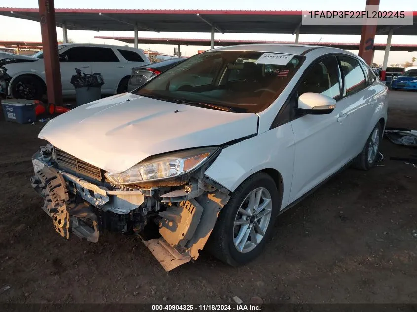 2015 Ford Focus Se VIN: 1FADP3F22FL202245 Lot: 40904325