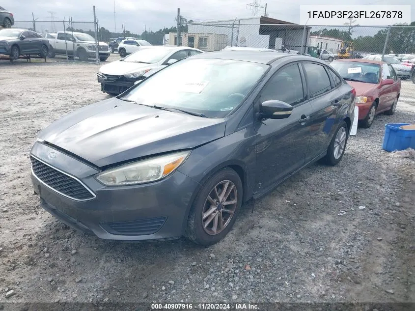 2015 Ford Focus Se VIN: 1FADP3F23FL267878 Lot: 40907916