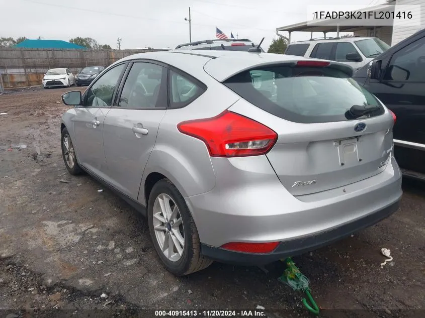 2015 Ford Focus Se VIN: 1FADP3K21FL201416 Lot: 40915413