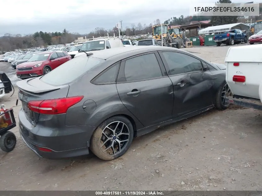 2015 Ford Focus Se VIN: 1FADP3FE0FL354616 Lot: 40917581