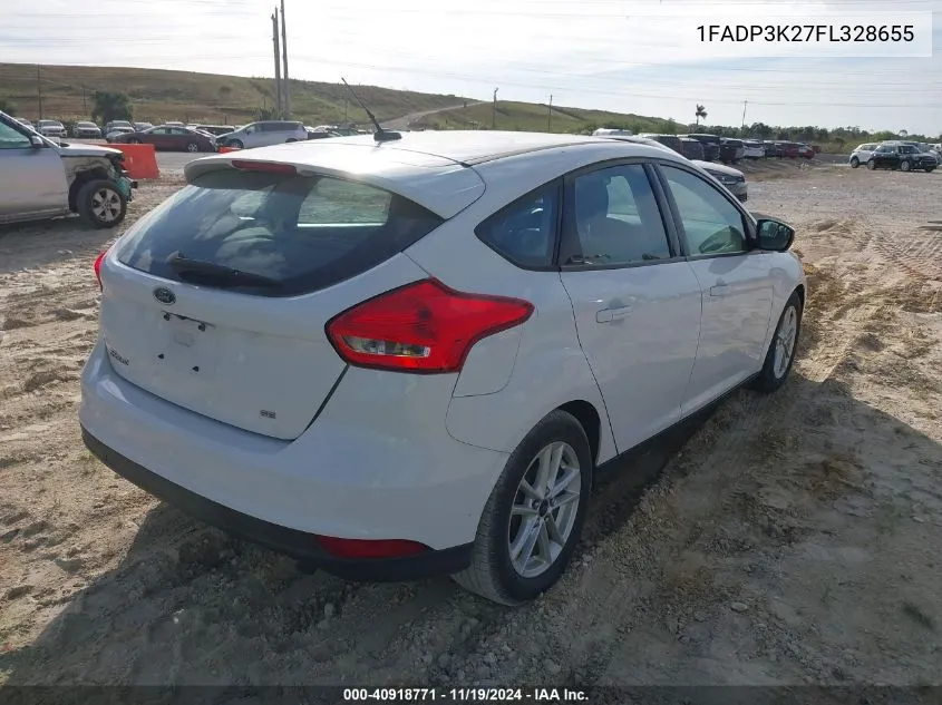 2015 Ford Focus Se VIN: 1FADP3K27FL328655 Lot: 40918771