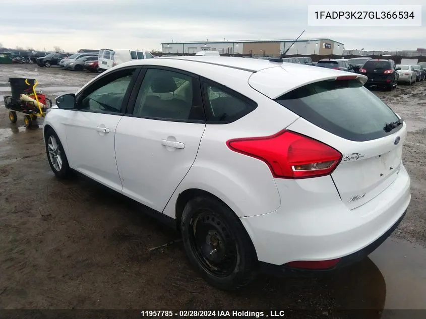 2016 Ford Focus Se VIN: 1FADP3K27GL366534 Lot: 11957785