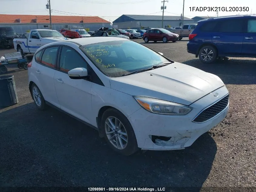 2016 Ford Focus Se VIN: 1FADP3K21GL200350 Lot: 12098981