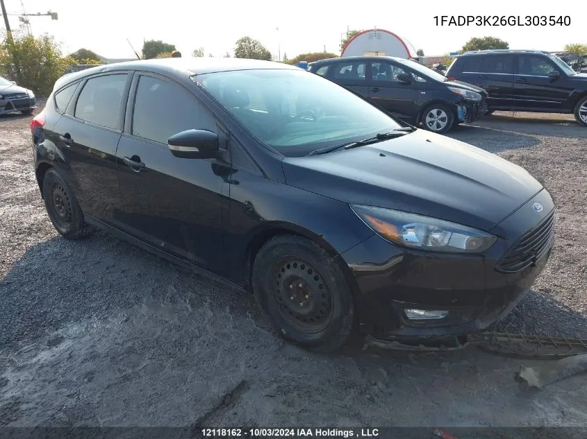 2016 Ford Focus Se VIN: 1FADP3K26GL303540 Lot: 12118162