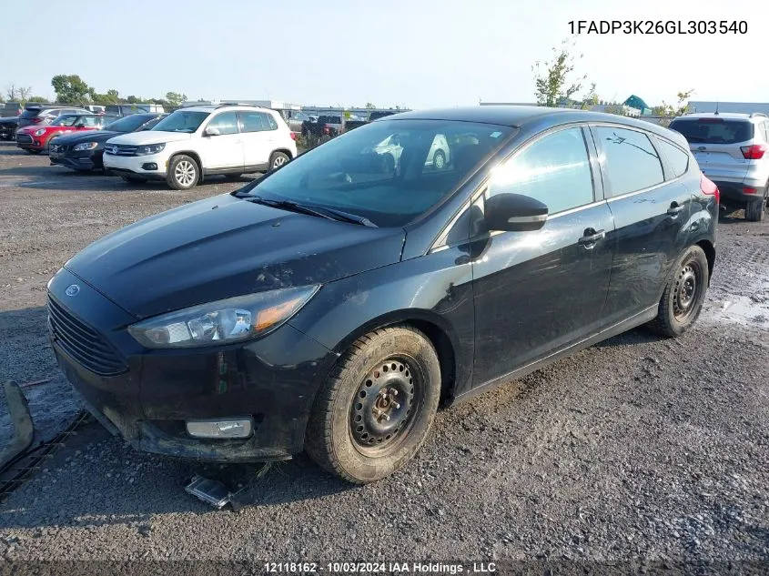 2016 Ford Focus Se VIN: 1FADP3K26GL303540 Lot: 12118162