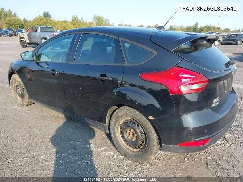 2016 Ford Focus Se VIN: 1FADP3K26GL303540 Lot: 12118162