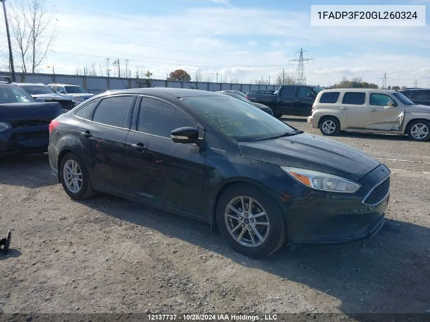 2016 Ford Focus Se VIN: 1FADP3F20GL260324 Lot: 12137737