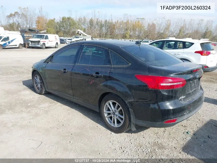 2016 Ford Focus Se VIN: 1FADP3F20GL260324 Lot: 12137737