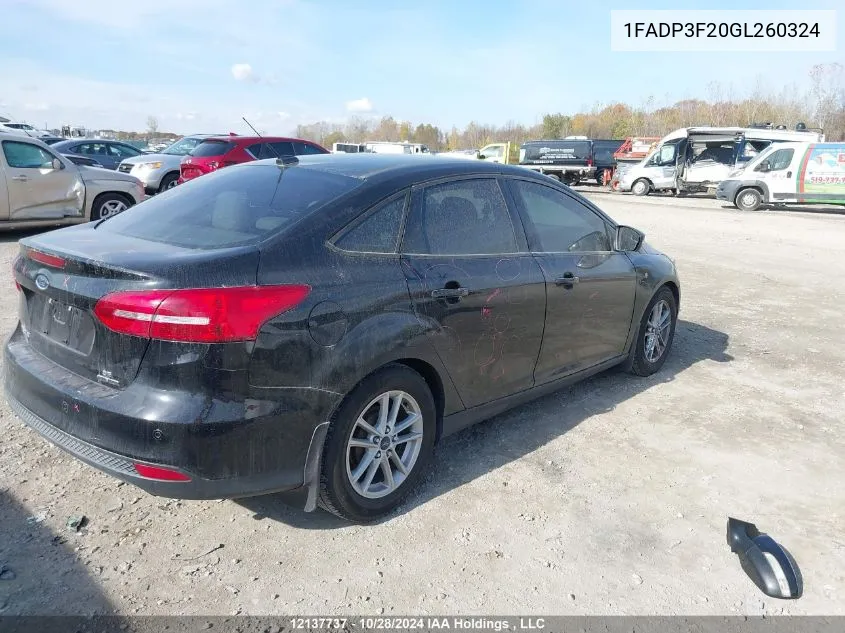 2016 Ford Focus Se VIN: 1FADP3F20GL260324 Lot: 12137737