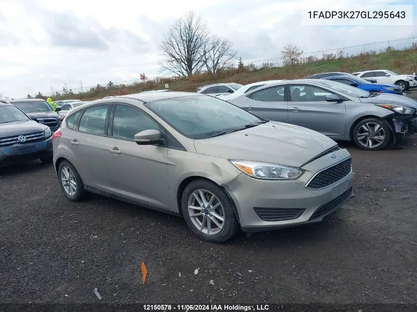 2016 Ford Focus Se VIN: 1FADP3K27GL295643 Lot: 12150578