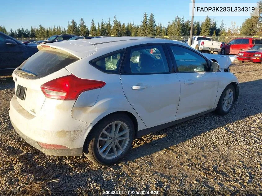 2016 Ford Focus Se VIN: 1FADP3K28GL334319 Lot: 30048415