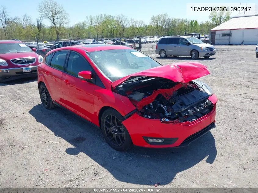 2016 Ford Focus Se VIN: 1FADP3K23GL390247 Lot: 39231592