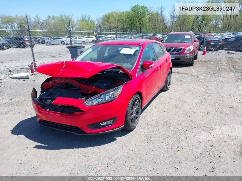 2016 Ford Focus Se VIN: 1FADP3K23GL390247 Lot: 39231592