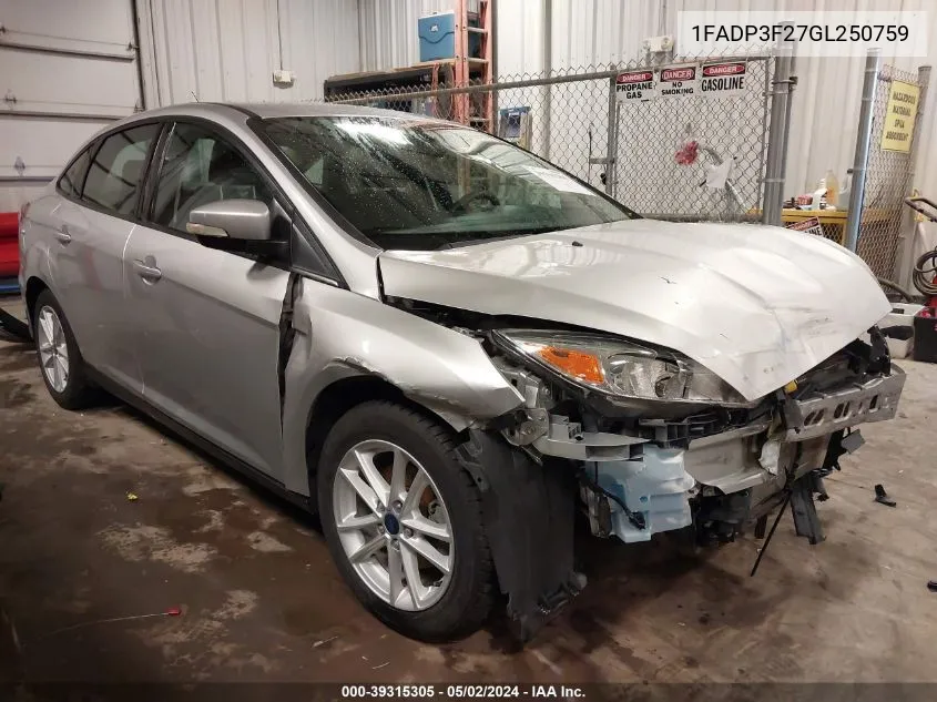 1FADP3F27GL250759 2016 Ford Focus Se