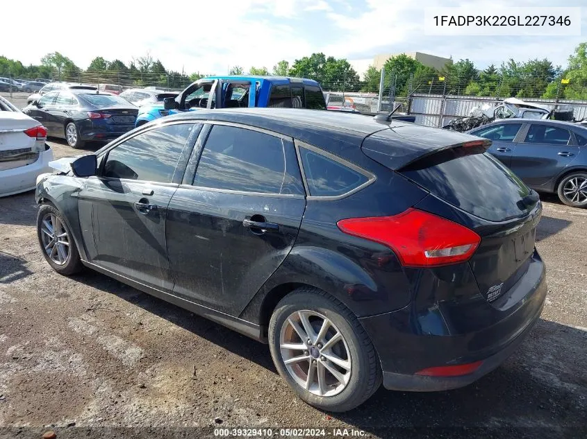 2016 Ford Focus Se VIN: 1FADP3K22GL227346 Lot: 39329410