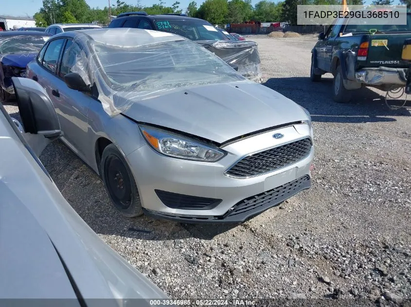 2016 Ford Focus S VIN: 1FADP3E29GL368510 Lot: 39346985